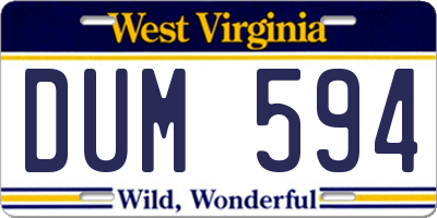WV license plate DUM594