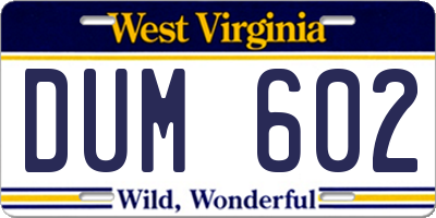 WV license plate DUM602