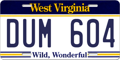 WV license plate DUM604