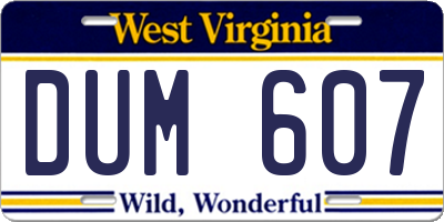 WV license plate DUM607