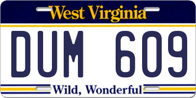 WV license plate DUM609