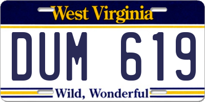 WV license plate DUM619