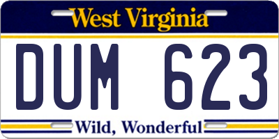 WV license plate DUM623