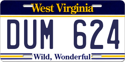 WV license plate DUM624