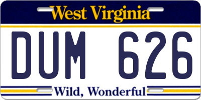 WV license plate DUM626