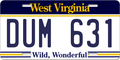 WV license plate DUM631