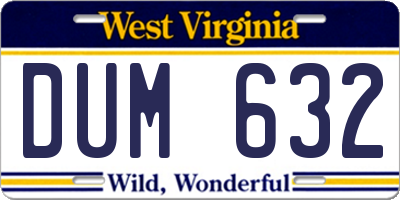 WV license plate DUM632