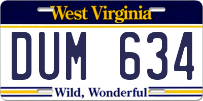 WV license plate DUM634