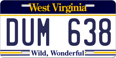 WV license plate DUM638