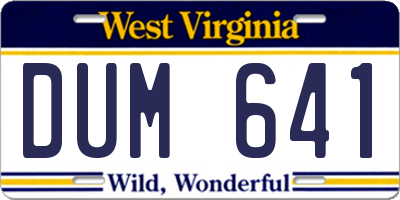 WV license plate DUM641