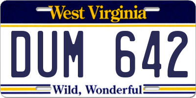WV license plate DUM642