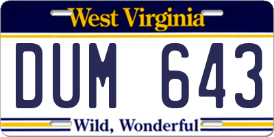 WV license plate DUM643