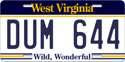 WV license plate DUM644