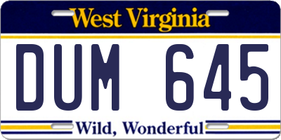 WV license plate DUM645