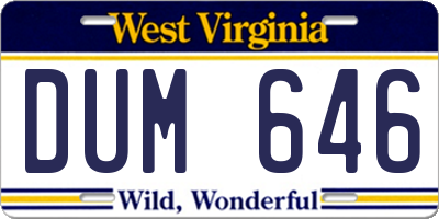 WV license plate DUM646