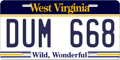 WV license plate DUM668