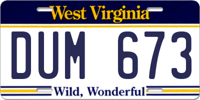 WV license plate DUM673