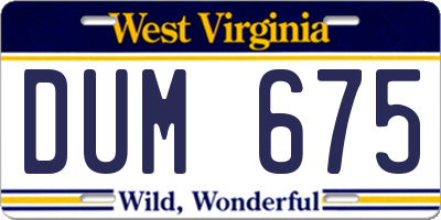 WV license plate DUM675