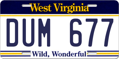 WV license plate DUM677