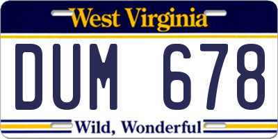 WV license plate DUM678