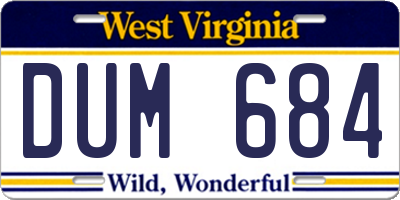 WV license plate DUM684