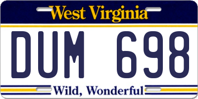 WV license plate DUM698