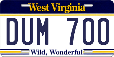 WV license plate DUM700