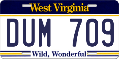 WV license plate DUM709