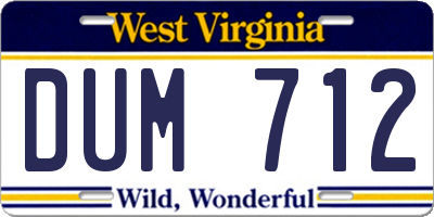 WV license plate DUM712