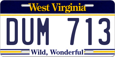 WV license plate DUM713