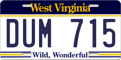 WV license plate DUM715