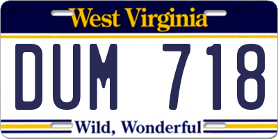 WV license plate DUM718