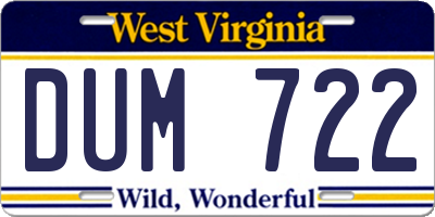 WV license plate DUM722