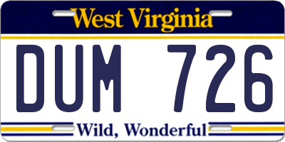 WV license plate DUM726