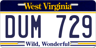 WV license plate DUM729