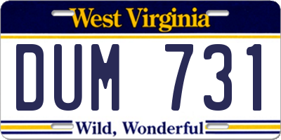 WV license plate DUM731