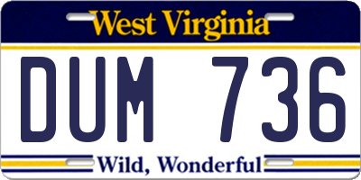 WV license plate DUM736