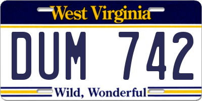 WV license plate DUM742