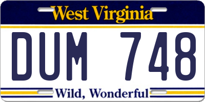 WV license plate DUM748