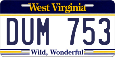 WV license plate DUM753