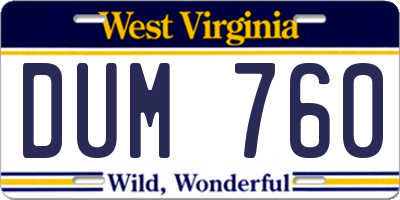 WV license plate DUM760