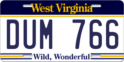 WV license plate DUM766
