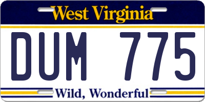 WV license plate DUM775