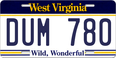 WV license plate DUM780