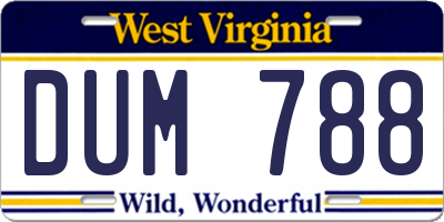 WV license plate DUM788