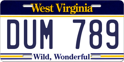 WV license plate DUM789