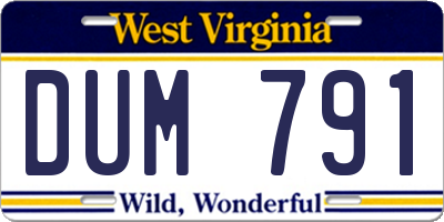 WV license plate DUM791