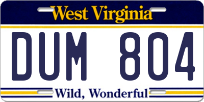 WV license plate DUM804