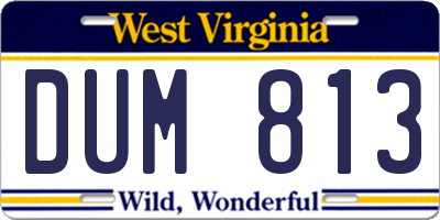 WV license plate DUM813