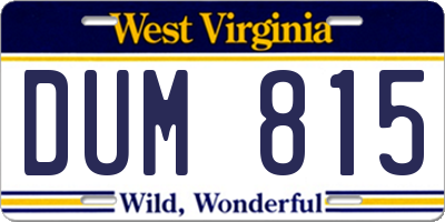 WV license plate DUM815